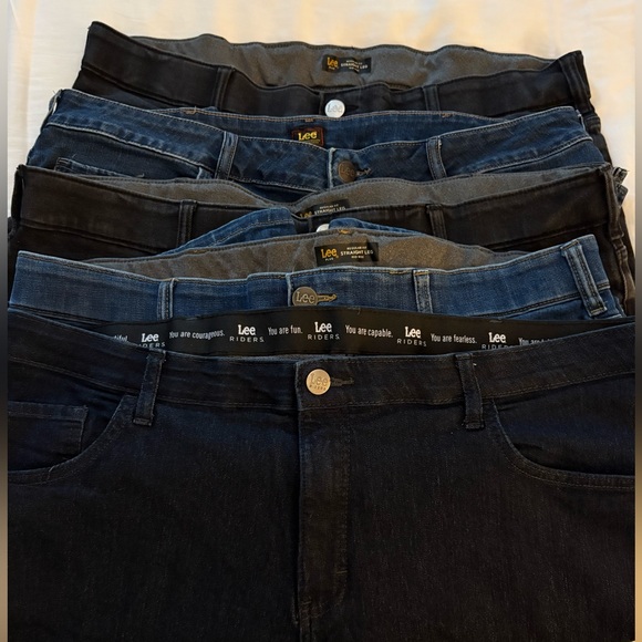 Bundle of 5 Lee straight leg Bermuda shorts - size 22 black and blue denim - Picture 1 of 6